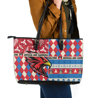 Antigua & Barbuda Cricket Christmas Leather Tote Bag Merry Xmas Falcons - Wonder Print Shop