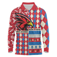 Personalized Antigua & Barbuda Cricket Christmas Long Sleeve Polo Shirt Merry Xmas Falcons - Wonder Print Shop