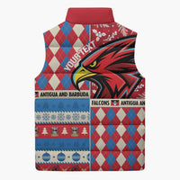 Personalized Antigua & Barbuda Cricket Christmas Sleeveless Puffer Jacket Merry Xmas Falcons - Wonder Print Shop