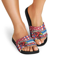 Antigua & Barbuda Cricket Christmas Slide Sandals Merry Xmas Falcons - Wonder Print Shop