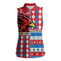 Personalized Antigua & Barbuda Cricket Christmas Women Sleeveless Polo Shirt Merry Xmas Falcons - Wonder Print Shop