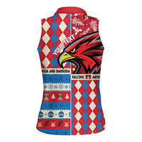 Personalized Antigua & Barbuda Cricket Christmas Women Sleeveless Polo Shirt Merry Xmas Falcons - Wonder Print Shop