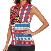 Personalized Antigua & Barbuda Cricket Christmas Women Sleeveless Polo Shirt Merry Xmas Falcons - Wonder Print Shop