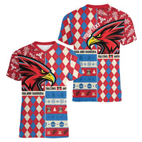 Personalized Antigua & Barbuda Cricket Christmas Women V-Neck T-Shirt Merry Xmas Falcons - Wonder Print Shop