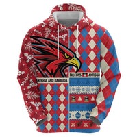Personalized Antigua & Barbuda Cricket Christmas Zip Hoodie Merry Xmas Falcons - Wonder Print Shop