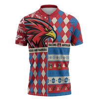 Personalized Antigua & Barbuda Cricket Christmas Zipper Polo Shirt Merry Xmas Falcons - Wonder Print Shop