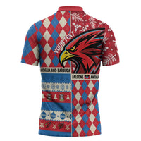 Personalized Antigua & Barbuda Cricket Christmas Zipper Polo Shirt Merry Xmas Falcons - Wonder Print Shop
