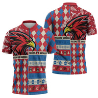 Personalized Antigua & Barbuda Cricket Christmas Zipper Polo Shirt Merry Xmas Falcons - Wonder Print Shop