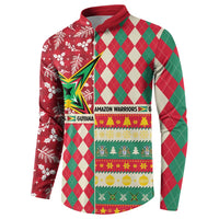 Personalized Amazon Warriors Cricket Christmas Button Sweatshirt Guyana Merry Xmas - Wonder Print Shop