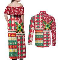 Personalized Amazon Warriors Cricket Christmas Couples Matching Off Shoulder Maxi Dress and Long Sleeve Button Shirt Guyana Merry Xmas - Wonder Print Shop