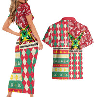 Personalized Amazon Warriors Cricket Christmas Couples Matching Short Sleeve Bodycon Dress and Hawaiian Shirt Guyana Merry Xmas - Wonder Print Shop
