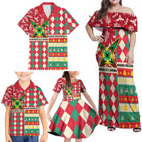 Personalized Amazon Warriors Cricket Christmas Family Matching Off Shoulder Maxi Dress and Hawaiian Shirt Guyana Merry Xmas - Wonder Print Shop