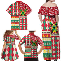 Personalized Amazon Warriors Cricket Christmas Family Matching Off Shoulder Maxi Dress and Hawaiian Shirt Guyana Merry Xmas - Wonder Print Shop