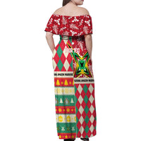 Personalized Amazon Warriors Cricket Christmas Family Matching Off Shoulder Maxi Dress and Hawaiian Shirt Guyana Merry Xmas - Wonder Print Shop
