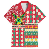 Personalized Amazon Warriors Cricket Christmas Family Matching Short Sleeve Bodycon Dress and Hawaiian Shirt Guyana Merry Xmas - Wonder Print Shop