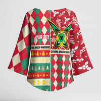 Personalized Amazon Warriors Cricket Christmas Kimono Sleeve Blouse Guyana Merry Xmas - Wonder Print Shop