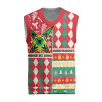 Personalized Amazon Warriors Cricket Christmas Knitted V-Neck Vest Guyana Merry Xmas - Wonder Print Shop