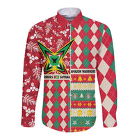 Personalized Amazon Warriors Cricket Christmas Long Sleeve Button Shirt Guyana Merry Xmas - Wonder Print Shop