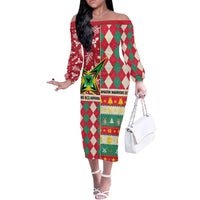 Personalized Amazon Warriors Cricket Christmas Off The Shoulder Long Sleeve Dress Guyana Merry Xmas - Wonder Print Shop