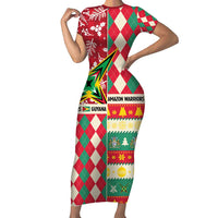 Personalized Amazon Warriors Cricket Christmas Short Sleeve Bodycon Dress Guyana Merry Xmas - Wonder Print Shop