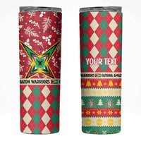 Personalized Amazon Warriors Cricket Christmas Skinny Tumbler Guyana Merry Xmas - Wonder Print Shop