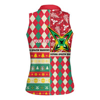 Personalized Amazon Warriors Cricket Christmas Women Sleeveless Polo Shirt Guyana Merry Xmas - Wonder Print Shop