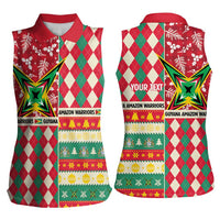 Personalized Amazon Warriors Cricket Christmas Women Sleeveless Polo Shirt Guyana Merry Xmas - Wonder Print Shop