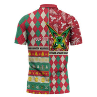 Personalized Amazon Warriors Cricket Christmas Zipper Polo Shirt Guyana Merry Xmas - Wonder Print Shop