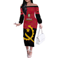 Personalised Angola Independence Day Family Matching Off Shoulder Long Sleeve Dress and Hawaiian Shirt Angolan Samakaka With Giant Sable Antelope - Wonder Print Shop