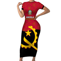 Personalised Angola Independence Day Family Matching Short Sleeve Bodycon Dress and Hawaiian Shirt Angolan Samakaka With Giant Sable Antelope - Wonder Print Shop