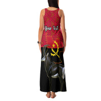 Personalised Angola Independence Day Family Matching Tank Maxi Dress and Hawaiian Shirt Angolan Samakaka With Giant Sable Antelope - Wonder Print Shop