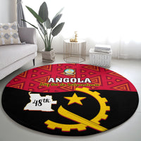 personalised-angola-independence-day-round-carpet-angolan-samakaka-with-giant-sable-antelope