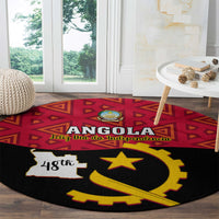 personalised-angola-independence-day-round-carpet-angolan-samakaka-with-giant-sable-antelope