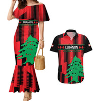 Personalised Lebanon Independence Day Couples Matching Mermaid Dress and Hawaiian Shirt Lebanese Cedar 80 Years Of Anniversary - Wonder Print Shop