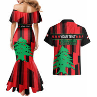 Personalised Lebanon Independence Day Couples Matching Mermaid Dress and Hawaiian Shirt Lebanese Cedar 80 Years Of Anniversary - Wonder Print Shop
