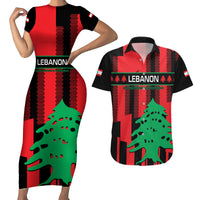 Personalised Lebanon Independence Day Couples Matching Short Sleeve Bodycon Dress and Hawaiian Shirt Lebanese Cedar 80 Years Of Anniversary - Wonder Print Shop