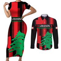 Personalised Lebanon Independence Day Couples Matching Short Sleeve Bodycon Dress and Long Sleeve Button Shirts Lebanese Cedar 80 Years Of Anniversary - Wonder Print Shop