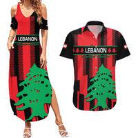Personalised Lebanon Independence Day Couples Matching Summer Maxi Dress and Hawaiian Shirt Lebanese Cedar 80 Years Of Anniversary - Wonder Print Shop