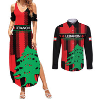 Personalised Lebanon Independence Day Couples Matching Summer Maxi Dress and Long Sleeve Button Shirts Lebanese Cedar 80 Years Of Anniversary - Wonder Print Shop