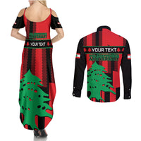 Personalised Lebanon Independence Day Couples Matching Summer Maxi Dress and Long Sleeve Button Shirts Lebanese Cedar 80 Years Of Anniversary - Wonder Print Shop