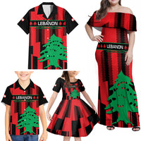 Personalised Lebanon Independence Day Family Matching Off Shoulder Maxi Dress and Hawaiian Shirt Lebanese Cedar 80 Years Of Anniversary - Wonder Print Shop