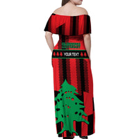 Personalised Lebanon Independence Day Family Matching Off Shoulder Maxi Dress and Hawaiian Shirt Lebanese Cedar 80 Years Of Anniversary - Wonder Print Shop
