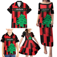 Personalised Lebanon Independence Day Family Matching Puletasi Dress and Hawaiian Shirt Lebanese Cedar 80 Years Of Anniversary - Wonder Print Shop