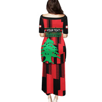 Personalised Lebanon Independence Day Family Matching Puletasi Dress and Hawaiian Shirt Lebanese Cedar 80 Years Of Anniversary - Wonder Print Shop
