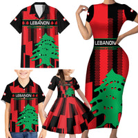 Personalised Lebanon Independence Day Family Matching Short Sleeve Bodycon Dress and Hawaiian Shirt Lebanese Cedar 80 Years Of Anniversary - Wonder Print Shop