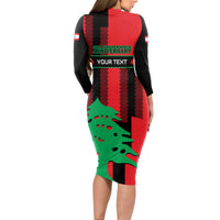 Personalised Lebanon Independence Day Long Sleeve Bodycon Dress Lebanese Cedar 80 Years Of Anniversary - Wonder Print Shop
