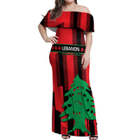 Personalised Lebanon Independence Day Off Shoulder Maxi Dress Lebanese Cedar 80 Years Of Anniversary - Wonder Print Shop