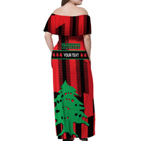 Personalised Lebanon Independence Day Off Shoulder Maxi Dress Lebanese Cedar 80 Years Of Anniversary - Wonder Print Shop