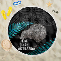 New Zealand Silver Fern Rugby Beach Blanket Pacific 2023 Kia Haka Kiwis With Maori Ta Moko - Wonder Print Shop