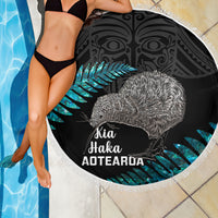 New Zealand Silver Fern Rugby Beach Blanket Pacific 2023 Kia Haka Kiwis With Maori Ta Moko - Wonder Print Shop